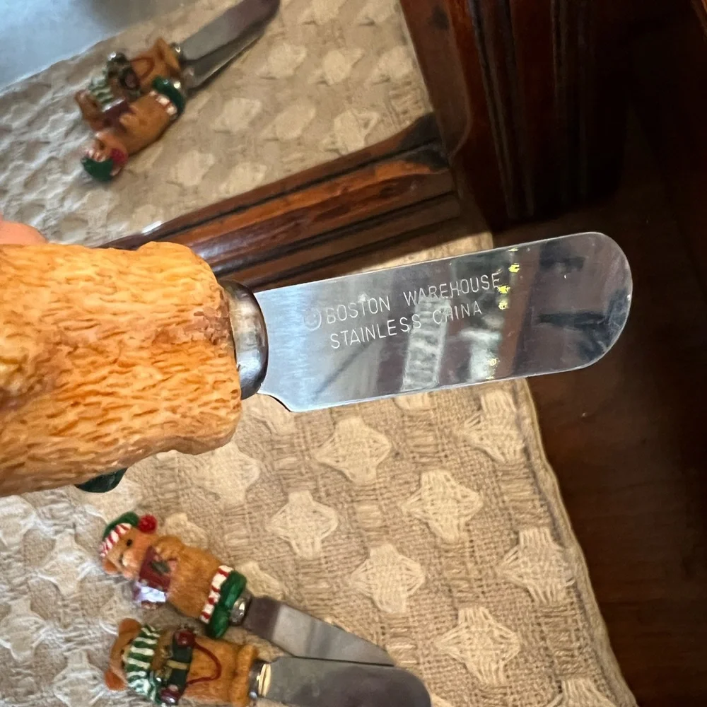 BOSTON WAREHOUSE Resin Christmas Bear Handle Stainless Steel Spreaders‎ Set of 3